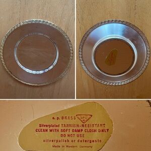 🇬🇷BMF West Germany Silver-Plated Trinket Dish Greek Key EP Brass 4.75" Vintage